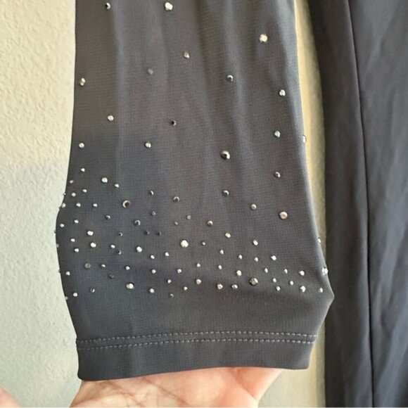 Elena Mirò Gray Studded Midi Dress Size 14 Evening Glam Long Sleeve Gown - Picture 6 of 12